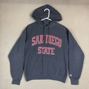 Champion Hoodie Mens Medium Gray San Diego State Pullover Sweatshirt Adult